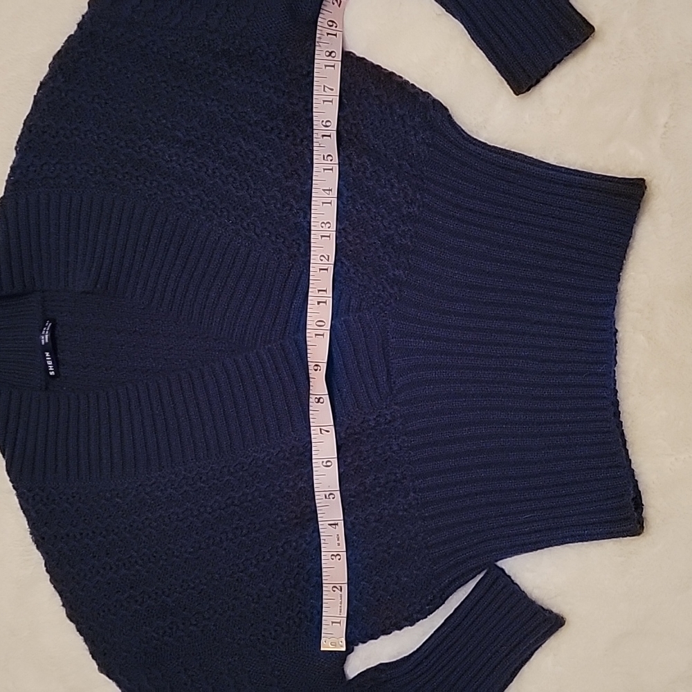 Shein Solid V Neck Wrap Drop Shoulder Sweater Nwot - image 6